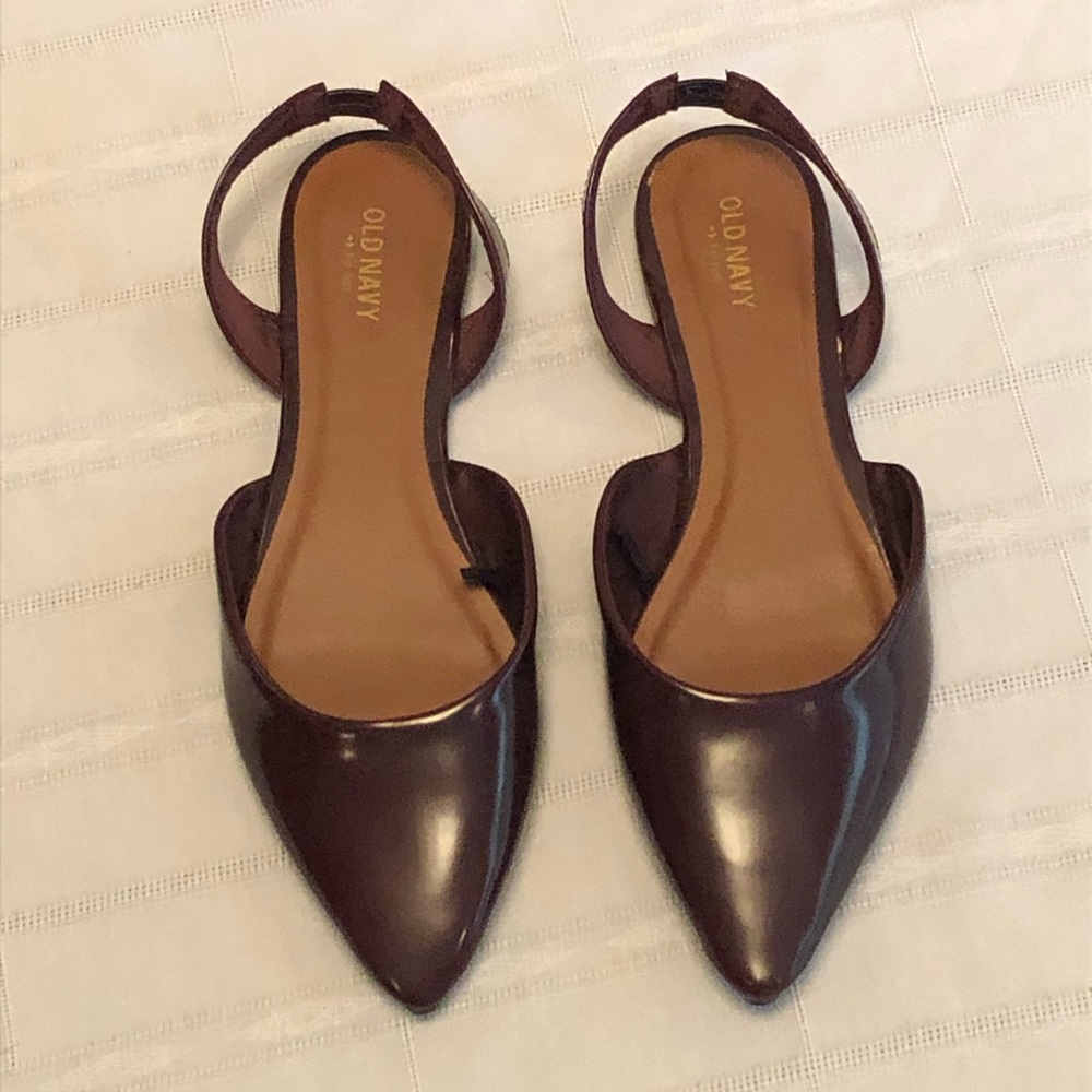 Burgundy Vegan Leather Shoes/Flats, slip on SZ 8